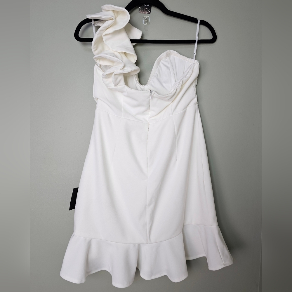 Lulu's Cream One-Shoulder Ruffle Mini Dress - Picture 9 of 11